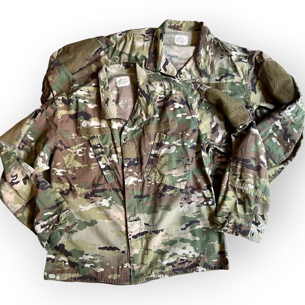 Two US Army ACU OCP Multicam Combat Uniform Coat Large 2012 Insect Repellent